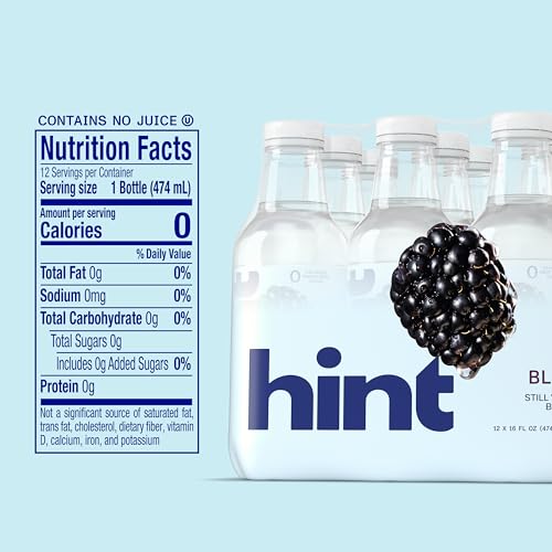 Image of Hint Fruit-Infused Bottled Water, Blackberry - Sugar Free Flavored Water with Zero Calories, Natural Fruit Essences, and No Artificial Sweeteners - 16 Fl Oz (Pack of 12)