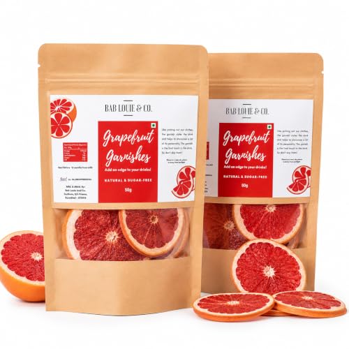 Image of Bab Louie & Co. Grapefruit Dehydrated Fruits Garnishes For Cocktail, Mocktail, Detox Water, Green Tea, Snacks, Air Dried, Gluten Free, Vegan, No Sugar, Natural, Zero Preservatives, 50 gm (Pack of 2)