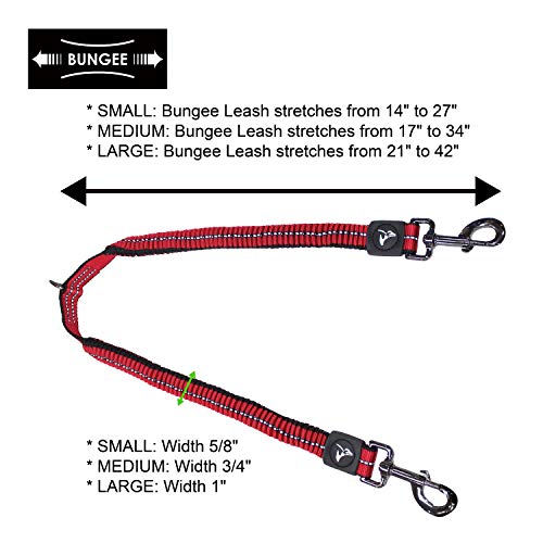 Kruz Double Dog Coupler - KZVX2-05L - Tangle Free Dog Walking and Training Dual Extension Coupler - Comfortable, Shock Absorbing - Reflective Bungee Coupler for Two Dogs - Gray - 1\" x 20\" - Thumbnail 6