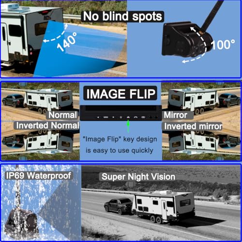 Image of Magnetic Backup Camera Wireless with 7 inch Monitor Rechargeable Large Capacity Battery Rear View,3 Mins Easy Install,for Gooseneck Horse Travel Trailer Boat Fifth Wheels Car RV Camper Trucks.