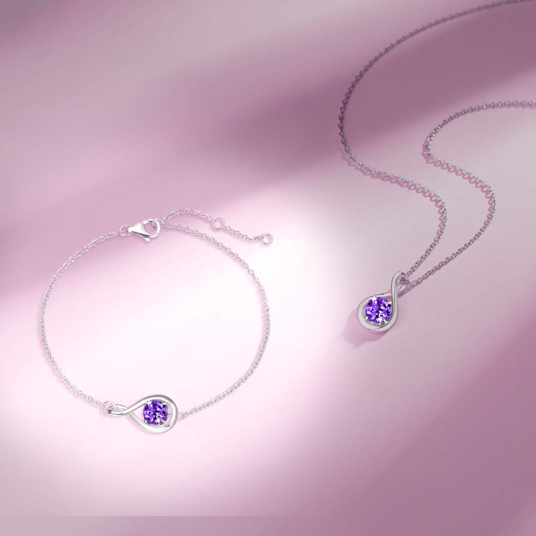 FANCIME Collar de Piedra de Nacimiento para Mujer Colgante Infinito Delicado Plata de Ley Chapado en Oro Joyería Fina Regalo para Ella Esposa Mamá de Aniversario y Cumpleaños
