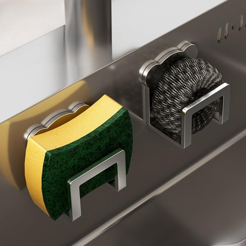 2Pcs Stainless Steel Hanging Storage Rack - No-Drill Bathroom Cabinet Organizer, Wall-Mounted Toiletries Holder (white)