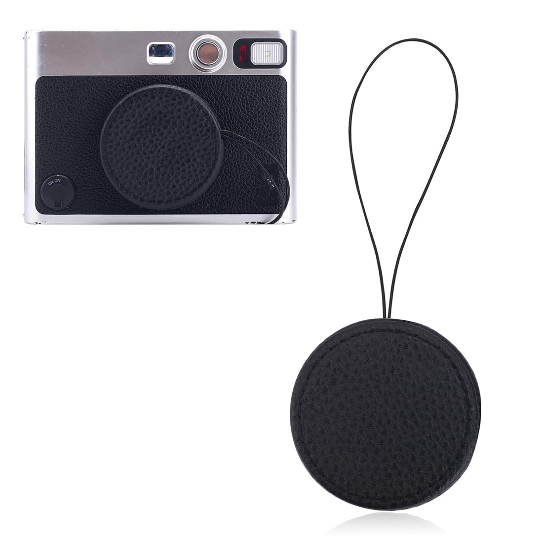 Copriobiettivo in Metallo per Fotocamera Mini EVO, Accessori Mini EVO in Alluminio, con Superficie in Pelle e Morbido Interno Eva, Nero