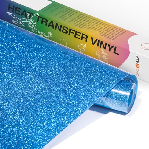 HTVRONT Royal Blue Glitter HTV Vinyl- 10 x 5ft Royal Blue Glitter Iron On Vinyl for All Cutting Machine Glitter Heat Transfer Vinyl Roll for T Shirts - Easy to Cut & Weed for Heat Vinyl Design