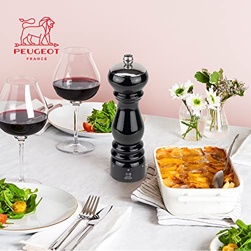Peugeot - Paris Icone Manual Pepper Mill - Adjustable Grinder - Beechwood, Gloss Black, 18 cm - Image 3