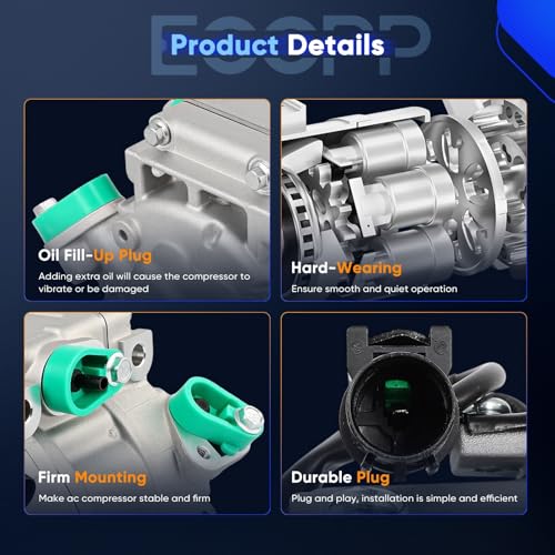 Image of ECCPP AC Compressor 2009-2010 for Hyundai Sonata 3.3L Air Conditioning Compressor Rapid Cooling VS16
