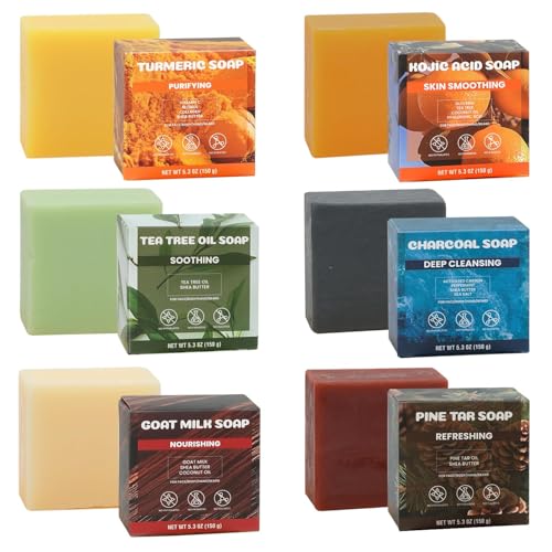 Rinse & Robust Mens Natural Bar Soap for Men Fresh & Clean Scent Variety Set (6-Pack 5.3 oz Each) Not Overpowering Gentle Soap Bars for Face Body & Hand All Skin Types Ideal Gifts for Men