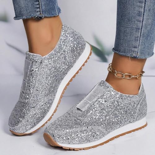 Women's Luxurious Orthopedic Sneakers,Fashion Glitter Sneakers for Womens Silp On Running Shoes Lightweigt Tennis Walking Shoes4