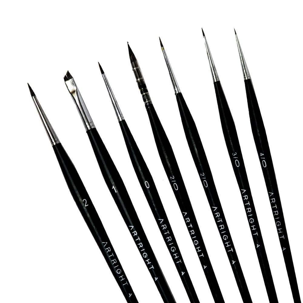 ArtRight Miniature Fine Tip Paintbrush Set of 7 Fine Liner Paint