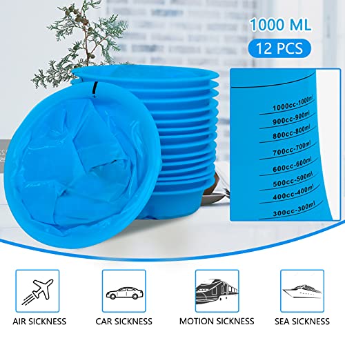 Ledeak 12 Pack Vomit Bags, 1000ml Disposable Emesis Bags Portable Barf Bags with Snap, High-Density Leakproof Nausea Bags for Travel Motion Car Aircraft Sickness Kids Pregnant Women Hospital - Image 3