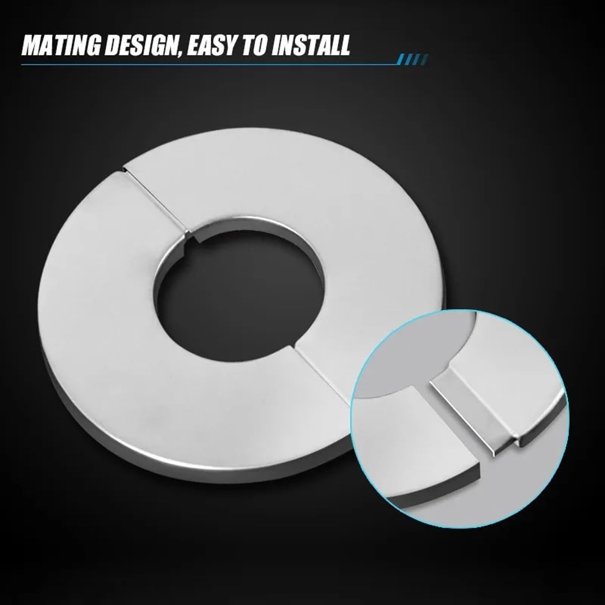 Queenbox 1.38in Self-Adhesive Escutcheon Plate Cover, 4PCS Round Stainless Steel Wall Split Flange Replacement for Shower Head Arm Water Pipe Ceiling