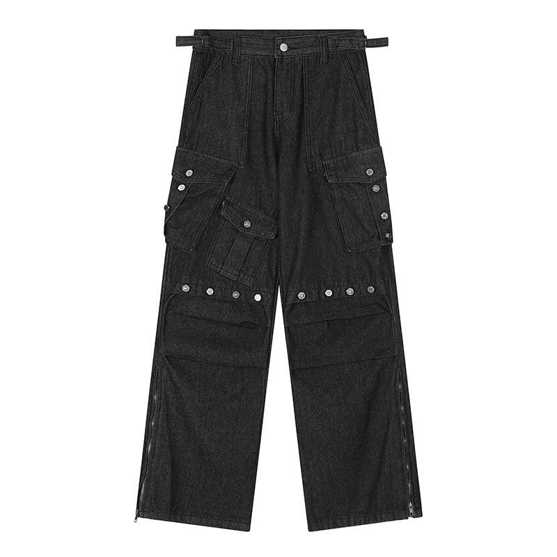 Jeans Pantalon Modische Vintage-Jeans Mit Mehreren Taschen Für Herren Lockere Und Vielseitige Hose Mit Geradem Bein Und Weitem Bein