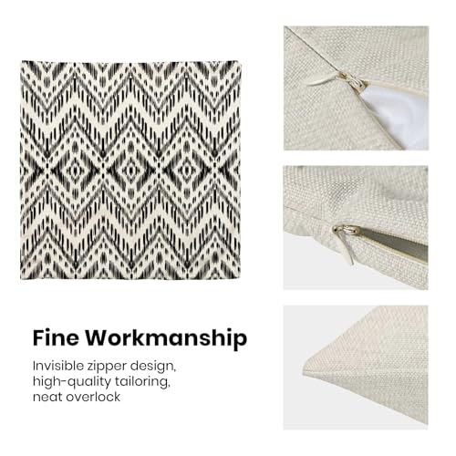CXMEIFLY Boho Pillow Covers 18 x 18 Inch Set of 2 Black Diamond Striped Bohemian Ethnic Decor Throw Pillows Geometric Aztec Tribal Outdoor Linen Farmhouse Decorative Pillowcases for Couch Bed Sofa — view 6