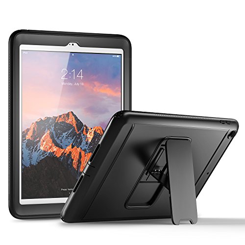 Flash Deals - 60% OFF YOUMAKER New iPad 9.7 Case 2018/2017, Heavy Duty Kickstand with Built-in Screen Protector Full-body Shockproof Protective Case Cover for Apple iPad 9.7 inch 2017/2018 5th/6th Gen (Black/Black)