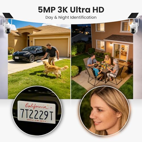 Image of SOLIOM Security Cameras Wireless Outdoor, 6-Camera Solar Security System, 5MP 3K Color Night Vision, Radar Motion Detection, 360 Auto Tracking, No Monthly Fees, 64GB Local Storage