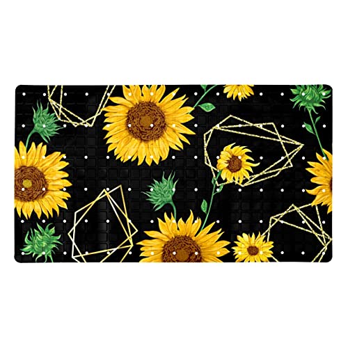 Tapis de bain antidérapant noir 40x70 cm avec ventouses et trous drainage - 2