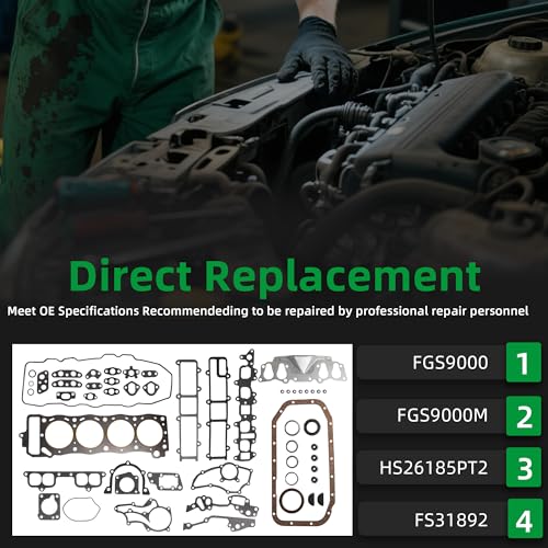 Image of Head Gasket Set FGS9000M, Fit for Toyota 4Runner, for Pickup, for Celica 1985-1995 2.4L L4 8V SOHC Naturally Aspirated 22R, 22RE, 22REC Replace FGS9000, FGS9000M(54pcs)