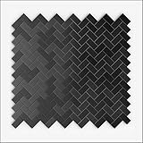 SpeedTiles Caltrop Trendy Herringbone Metal Tiles for Kitchen Backsplash, Fireplace, Interior Wall - 3X Faster Peel & Stick Installation with No Mortar, No Grout - Black Stainless Steel - Sample