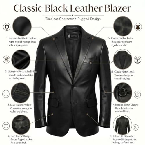 Image of Isaac & David Chicago Lambskin Genuine Casual Wear Leather Blazer Sport Coat Classic Button Closure for Men 2 Button Coat