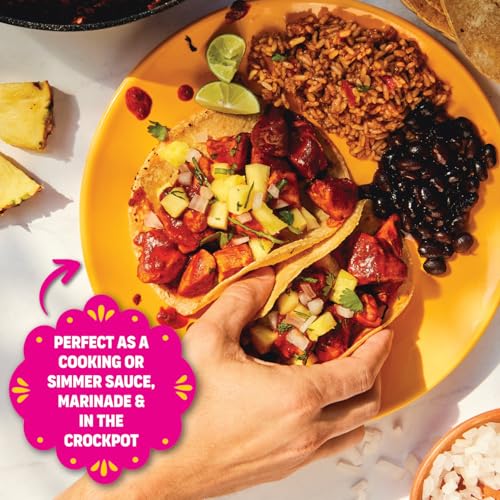 Image of SOMOS Al Pastor Taco Simmer Sauce - Taco Sauce with Guajillo Peppers, Tomatoes, & Pineapple - Gluten Free - Plant Based - Non-GMO - All Natural - Perfect for Chicken, Pork & More - 8oz (6 Pack)
