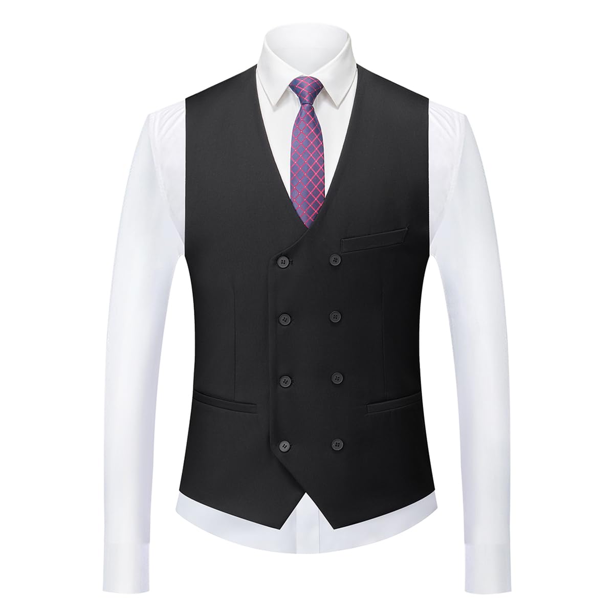 MODFUL Traje de hombre de 3 piezas, corte ajustado, con un botón, chaleco de boda