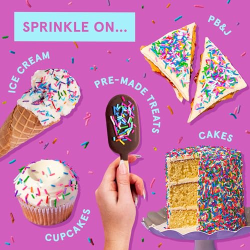 Image of Fancy Sprinkles Deluxe Rainbow Crunchy Jimmies | Pastel Rainbow Sprinkles for Cake, Cupcake & Cookie Decorating | Funfetti & Ice Cream Topping | Baby Shower & Birthday | 2 Pack (0.5c)
