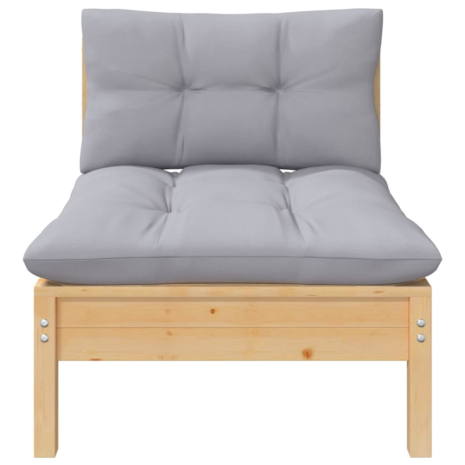 Homgoday Sofá de jardín de 2 plazas con Cojines Madera Maciza Pino grissofa Exterior palets Madera Sofa palets Exterior Marrón y grisDe Dos plazas