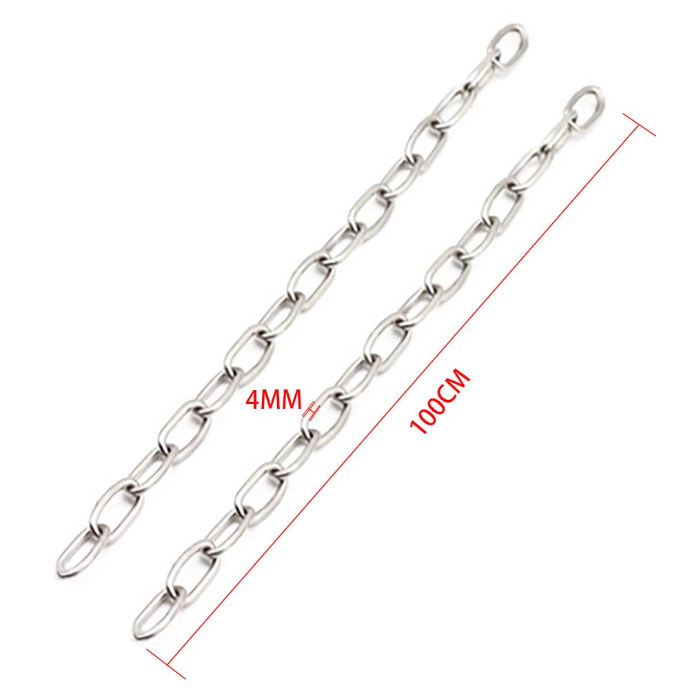 Stainless Steel Safety Chains 40in (L) x 4MM (T) Long Link Chain Rings Light Duty Coil Chain for Hanging Pulling Towing (4mm*100cm-2 Pack) - Image 2