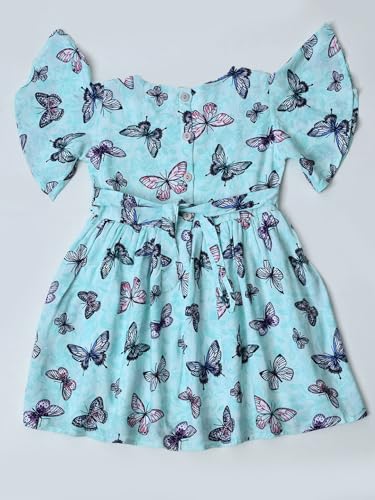 Image of mini mama by Bella Moda Butterfly Sleeve Front Pearl Work with All Over Print (Sky Blue, 12-18M)