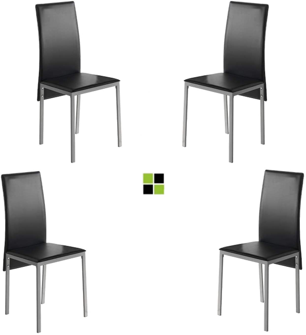MOMMA HOME Melbourne - Set da tavolo e sedie, con 4 sedie, tavolo fisso - con piano di lavoro in vetro, per soggiorno e cucina, molto elegante, design moderno, colore nero e