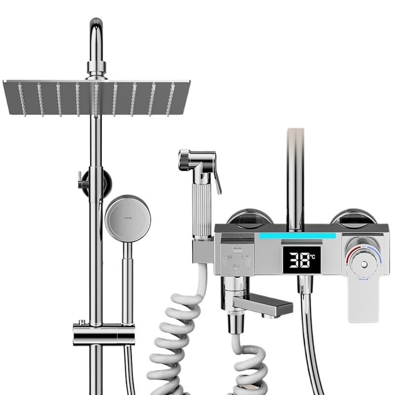 Système de douche thermostatique de luxe en laiton massif et finitions chrome