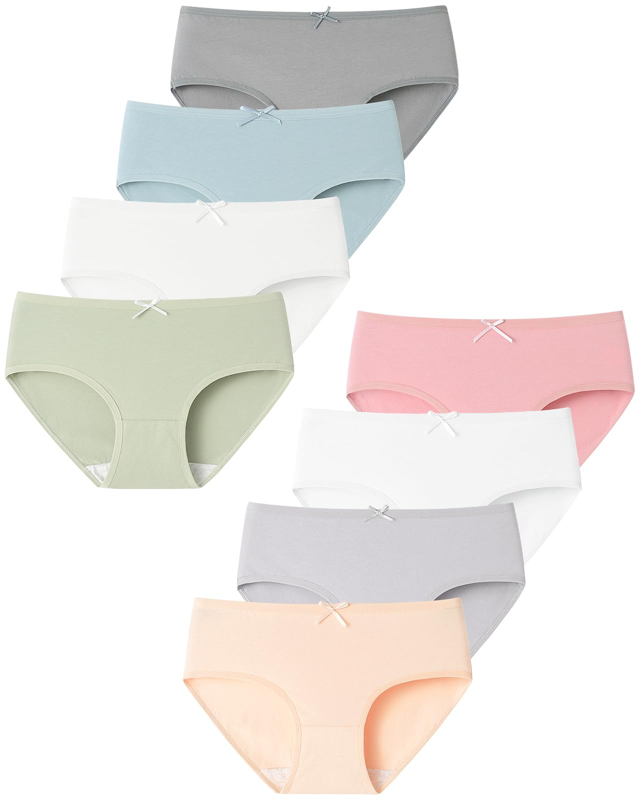 Domee Slip Cotone Intimo Tinta Unita Mutande Ragazza Pacco da 8