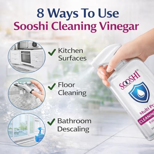Image of Sooshi Premium Cleaning Vinegar 750ml - Concentrated Multipurpose Distilled White Vinegar | Removes Stain, Limescale, Grease & Odors | for Kitchen, Bathroom, Floor & Household Cleaning