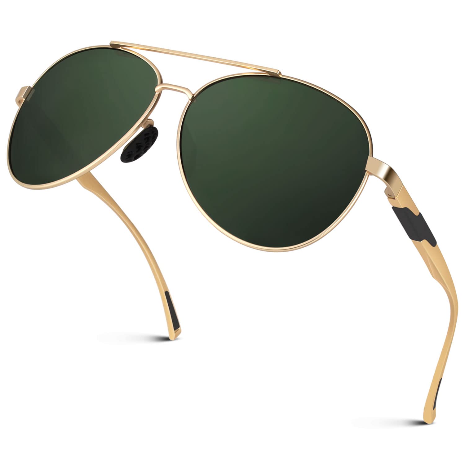 GQUEEN Classic Military Style Pilot Polarized Sunglasses Spring Hinges Al-Mg for mens womens MOS1