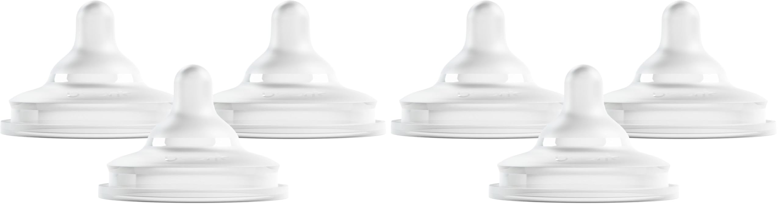 Boon Nursh Curve Silicone Baby Bottle Nipples - Platinum Food-Safe Silicone Bottle Nipples - Slow Flow Nipples for Baby Bottles - Baby Bottle-Feeding Supplies - 3 Count (Pack of 2)