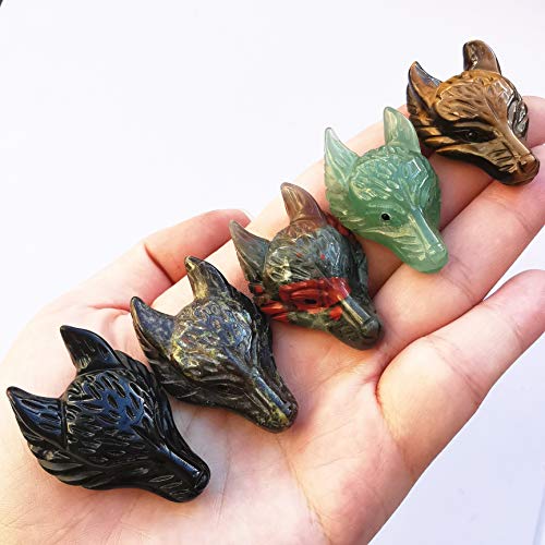 Manekieko Natural Dragon Blood Jasper 40mm Wolf Head Pocket Crystals and Healing Stone Figurine,Haped DIY-Jewelry Pendant - Image 4