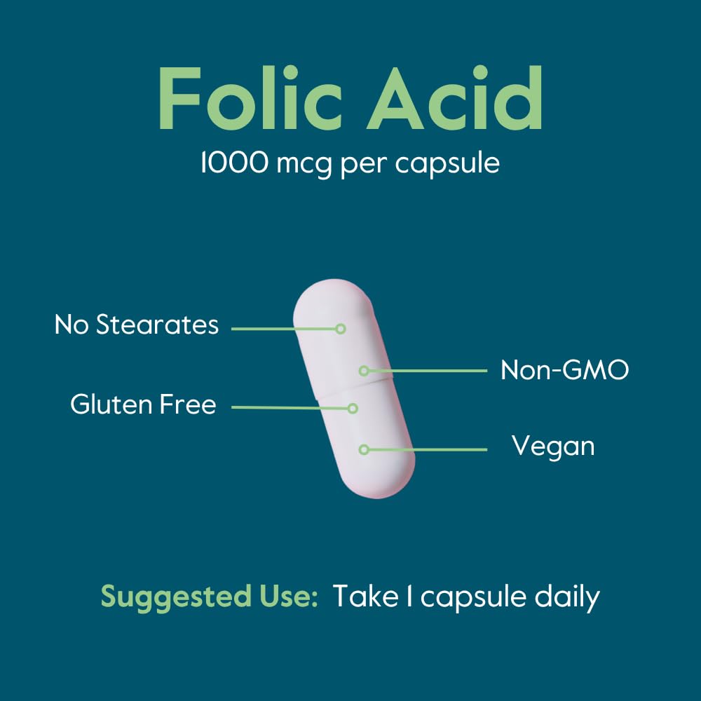 BESTVITE Folic Acid 1000mcg (Vitamin B9) (240 Veg Caps) - No Stearates — Amazon image 5
