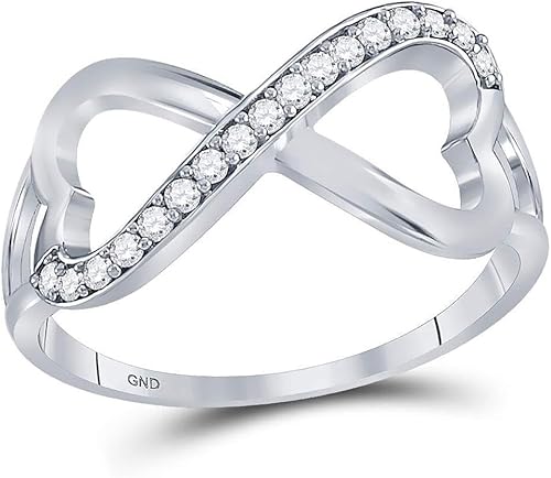 Anillo de plata de ley con diamantes blancos con corazón de tejido infinito para mujer 16 Cttw