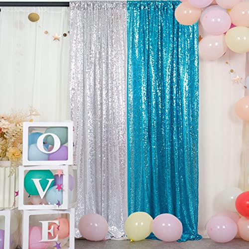 Tende con paillettes, 5,8 x 2,5 m, sfondo turchese...