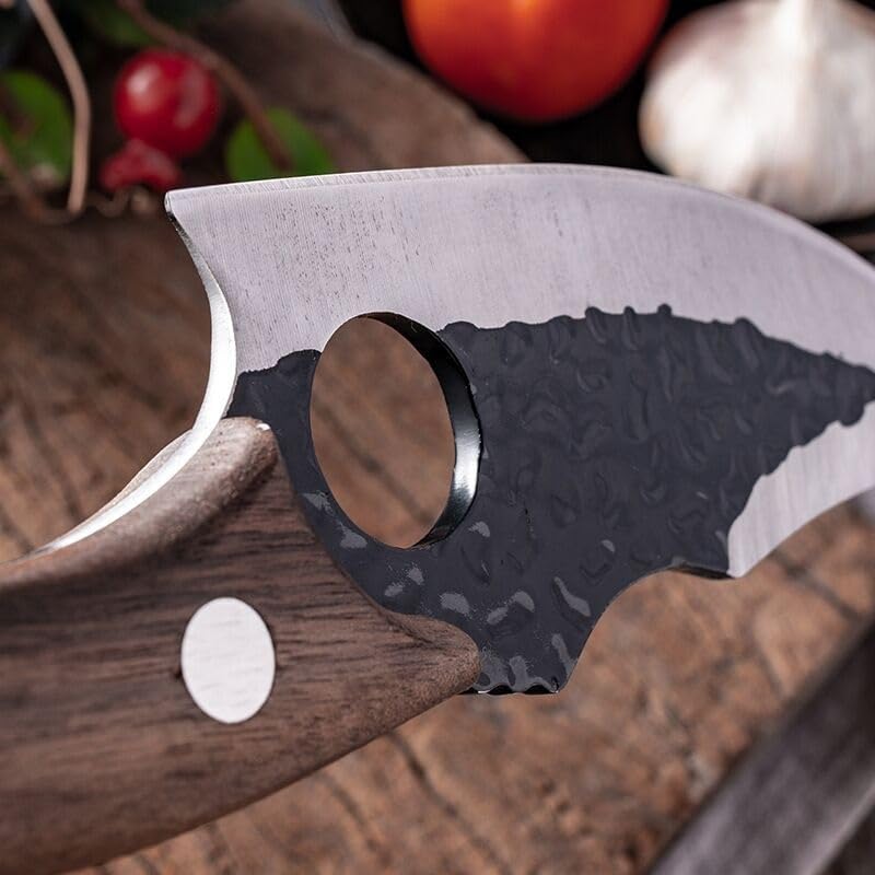Meat Cleaver, 6 Inch Ring Slaughtering Knife Slaughtering Fish Pig Sheep Pork Cutting Small Cutlass Cutting Meat Evisceration Skinning Knife With Sheath (Color : B)