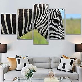 SIGNWIN 5 Panel Canvas Wall Art Animals Black...