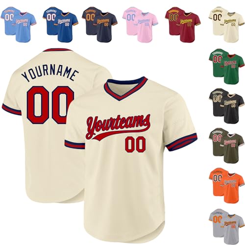 Custom Cream Baseball Jersey with Name & Number