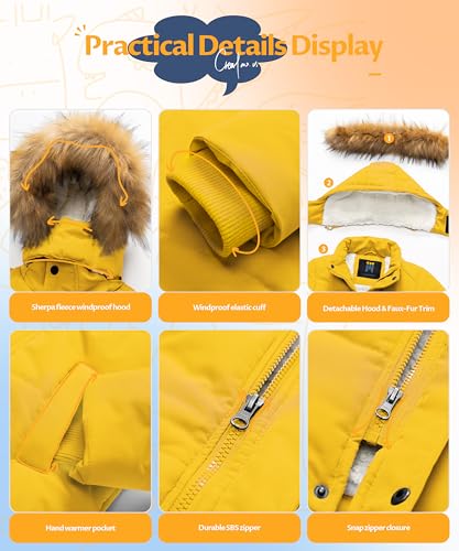 Image of CREATMO US Boy's Sherpa Long Parka Winter Coat Thicken Water Repellent Puffer Jacket With Removable Faux Fur Hood