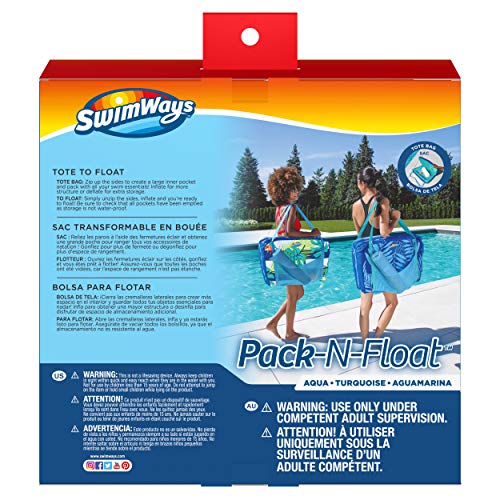 SwimWays Pack-N-Float 2-in-1 Pool Chair and Tote Bag, Blue Palm - image 8