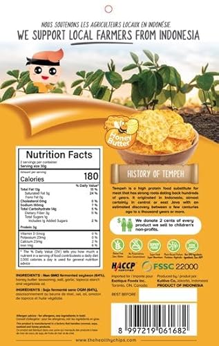 image for Woh Tempeh Chips Fermented Soy Bean Honey Butter (Pack of 2), 2.47 Oun