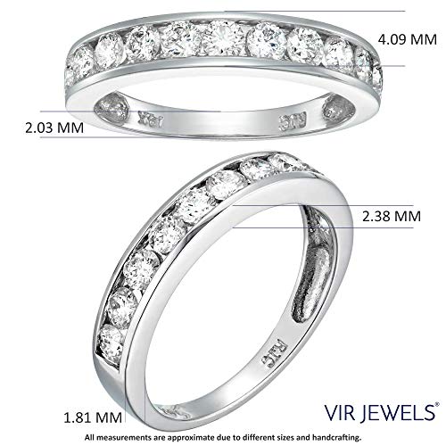 1 carat (ctw) Diamond Wedding Anniversary Band for Women, Half Eternity Round Diamond Engagement Ring 14K White Gold Channel Set 1 cttw, Size 4.5-104