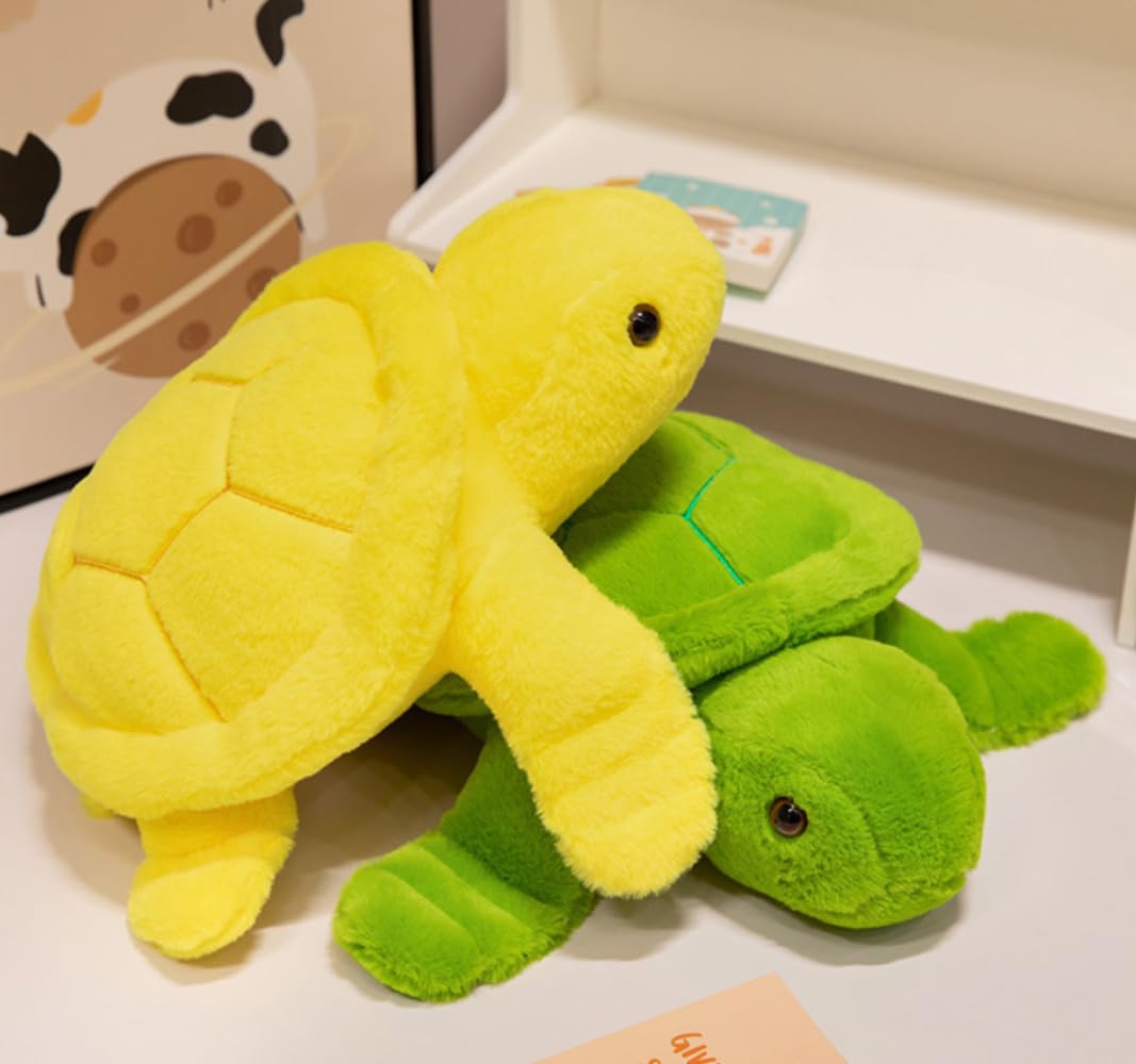 23cm Weighted Turtle Plush Toy - Soft Stuffed Animal Pillow, Yellow - Image 4