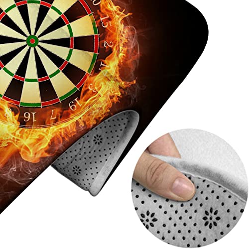 Badezimmerteppich-Set, 3-teilig, Dartscheibe im Feuer isoliert auf schwarzem Hintergrund, waschbare Badteppiche, rutschfest, mit Rückenpolster, Konturteppich und Toilettendeckelbezug – Bild 5