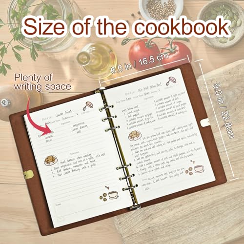 Image of Blank Recipe Book to Write in Your Own Recipes, Leather Cookbook