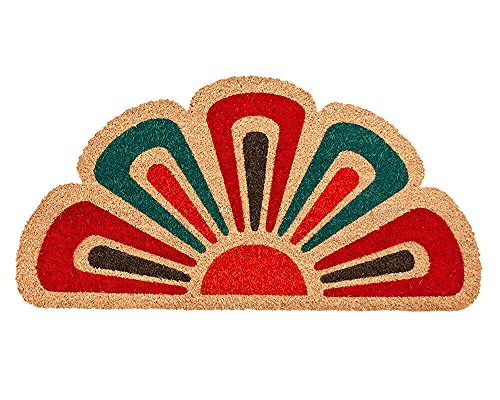 Felpudo de coco hoja semiluna 40 x 80 cm parte trasera antideslizante rasca barro entrada mod. Festival (B) Cover